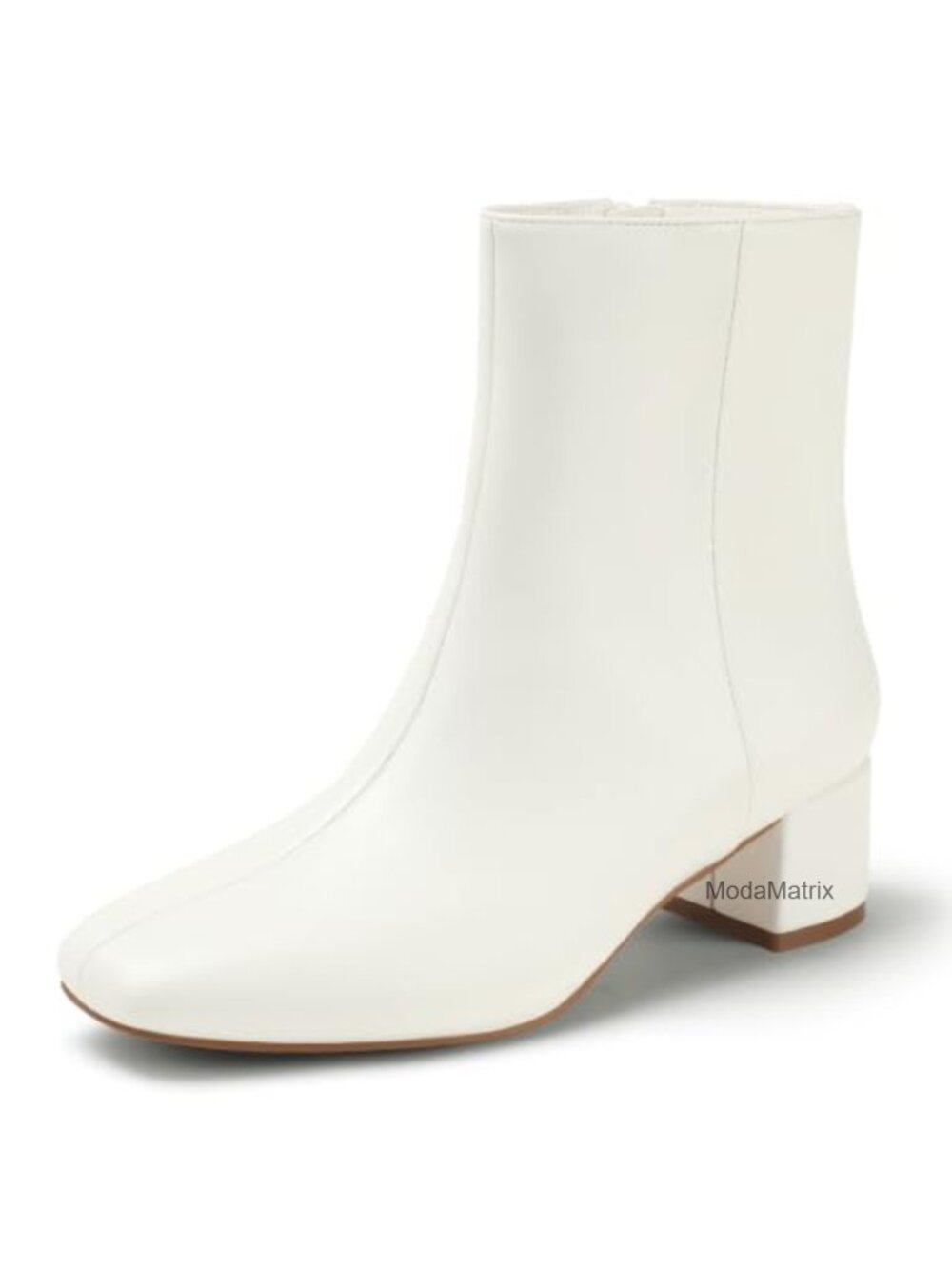 Square Toe Chunky Block Heel Ankle Booties Side Zipper